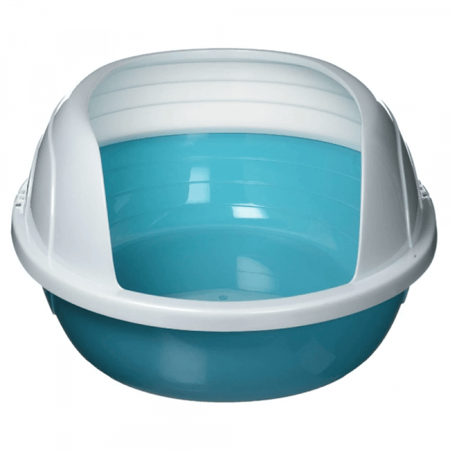 M Pets Sherbin Litter Tray with Rim for Cats (Blue/White)
