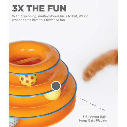 Petstages Tower of Track Three Level Active Toy for Cats (Orange)
