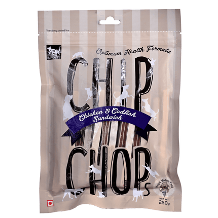 Chip Chops Chicken and Codfish Sandwich, Chicken Tenders and Chicken Chip Coins Dog Treats Combo (3 x 70g)