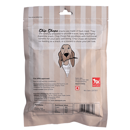 Chip Chops Chicken and Codfish Sandwich, Chicken Tenders and Chicken Chip Coins Dog Treats Combo (3 x 70g)