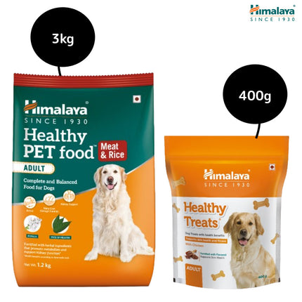 Himalaya Meat & Rice Healthy Pet Dry Food and Chicken Healthy Treats Adult Dog Combo
