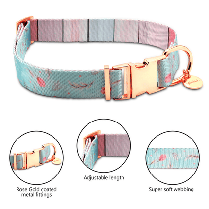 Glucklich Printed Polyester Adjustable Pet Collar for Dogs (Floral Mist)