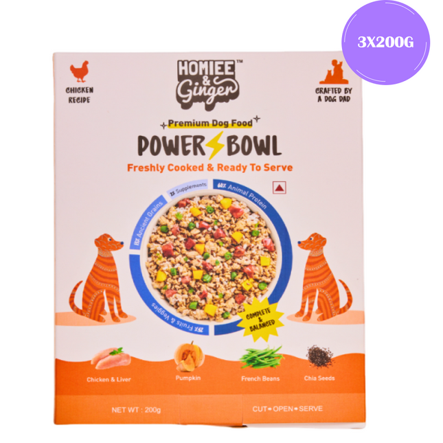 Homiee & Ginger Power Bowl Chicken & Barley Fresh Food for Dogs