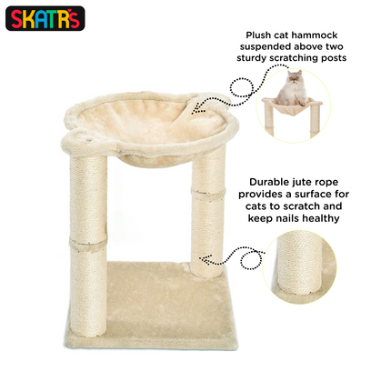 Skatrs Claw Tower Cat Tree with Hammock and Dual Scratching Post Toy (Beige)