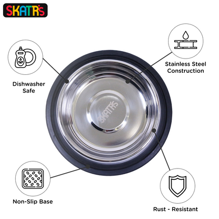 Skatrs Anti Skid Stainless Steel Bowl for Dogs and Cats (Buy 1 Get 1)
