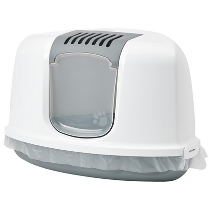 Savic Nestor Corner Toilet Home for Cats (White/Grey)
