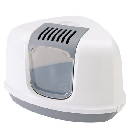 Savic Nestor Corner Toilet Home for Cats (White/Grey)