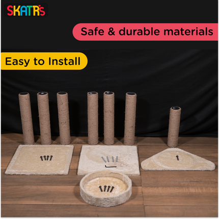 Skatrs Scratchy Wonderland Jumbo Multi Level Cat Tree with Sisal Posts Toy and Whisker Wonder Cat Scratcher with 2g Premium Catnip Combo