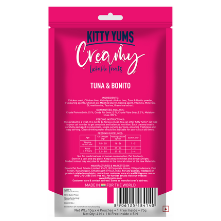 Kitty Yums Tuna & Bonito Creamy Cat Treats