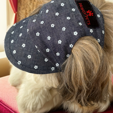Pawgypets Floral Cap for Dogs (Denim)
