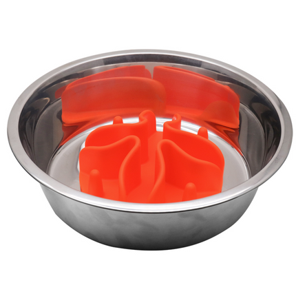 Talking Dog Club Slow Feeder Bowl Attachment for Dogs and Cats (Orange)
