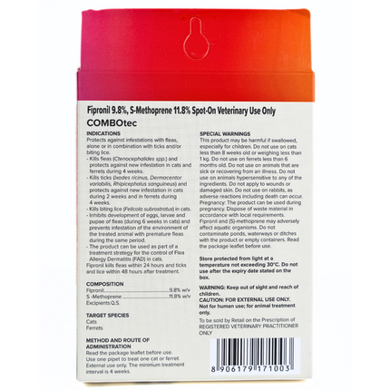 Beaphar Fipronil/s Methoprene Tick & Flea Spot On Combotec for Cats