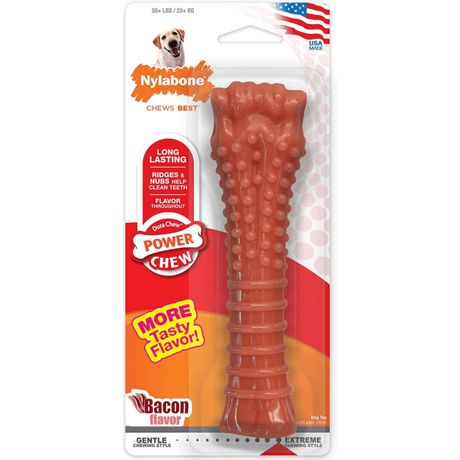 Nylabone Power Chew Textured Bone Toy for Dogs (Brown)