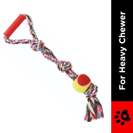 Trixie Playing Rope with Tennis Ball Toy for Dogs (Multicolor)