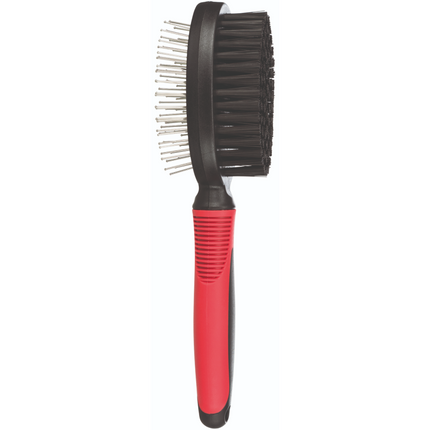 Trixie Double Sided Pin and Bristle Brush for Dogs (Black/Red)