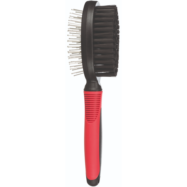 Trixie Double Sided Pin and Bristle Brush for Dogs (Black/Red)