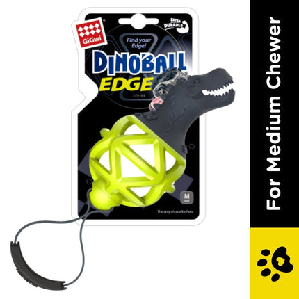 Gigwi Dinoball Edge with Strap Chew Toy for Dogs (Green)