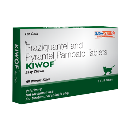 Savavet Kiwof Cat Deworming Tablet (10 tablets) and Savavet Fiprofort Plus (Fipronil) Tick & Flea Control Spot On for Cats Combo