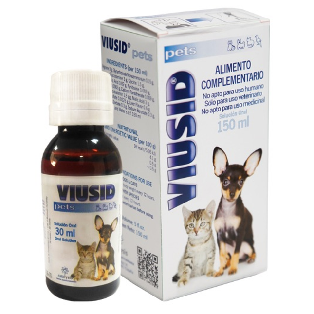 The active ingredient in Viusid Pets is Neohesperidin- 3.5 mg, Glycyrrhizin acid - 33 mg and Guar gum - 50 mg.