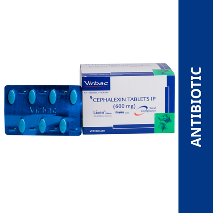 Virbac Lixen Palatab (Cephalexin) for Dogs & Cats (pack of 7 tablets) - 600 mg