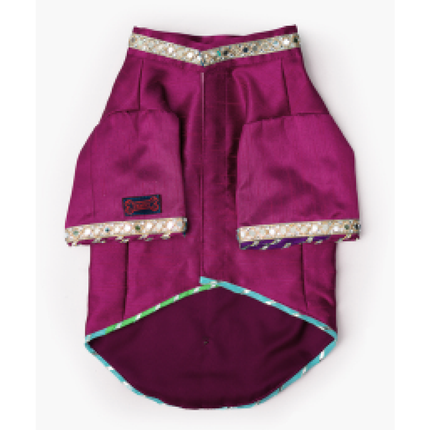 Pawgypets Raw Silk Sherwani for Dogs and Cats (Rani)