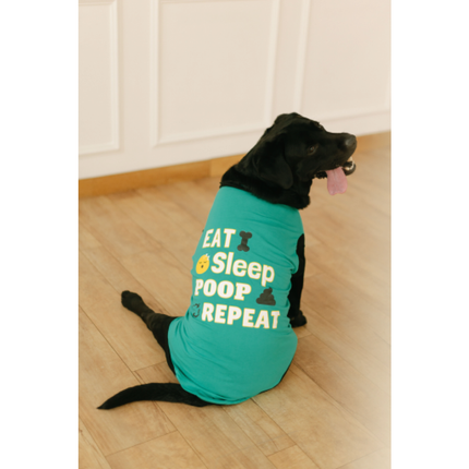 Pet Set Go Eat Sleep Poop Repeat T-shirt for  Dogs (Cyan)