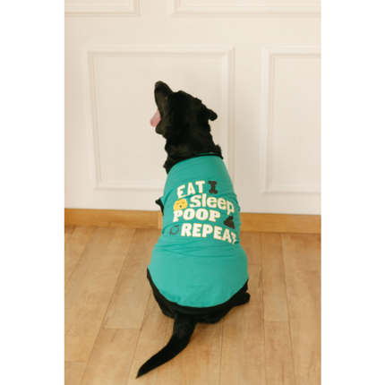 Pet Set Go Eat Sleep Poop Repeat T-shirt for  Dogs (Cyan)