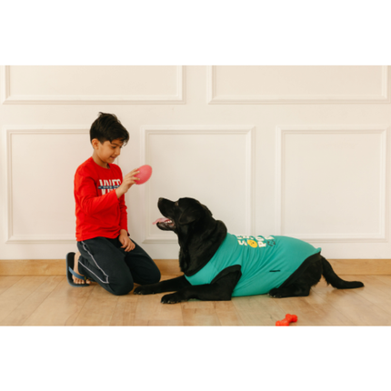 Pet Set Go Eat Sleep Poop Repeat T-shirt for  Dogs (Cyan)