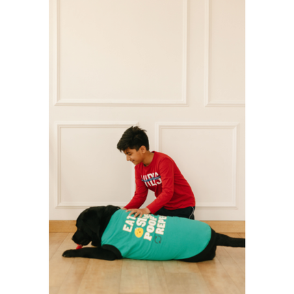 Pet Set Go Eat Sleep Poop Repeat T-shirt for  Dogs (Cyan)
