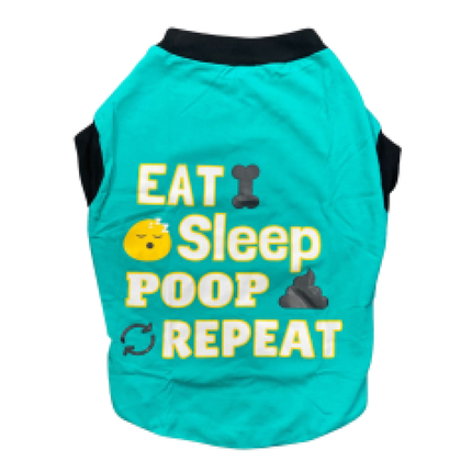 Pet Set Go Eat Sleep Poop Repeat T-shirt for  Dogs (Cyan)