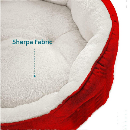Fluffy's Pawsome Round Washable Bed for Dogs and Cats (Red)