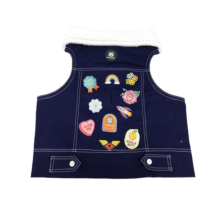Dogobow Denim Jacket for Dogs and Cats (Navy Blue) (Get a Bow Free)