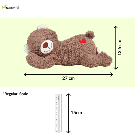 Fofos Cuddle Bear Heart Beat Toy for Dogs | For Medium Chewers (Brown)