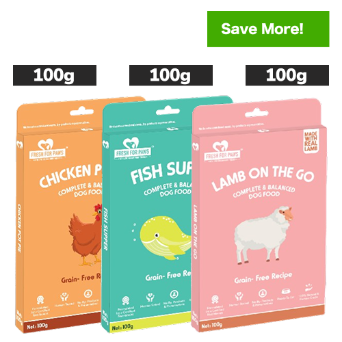 Fresh For Paws Chicken Pot Pie and Fish Supper and Lamb On The Go Wet Dogs and Cats Food Combo