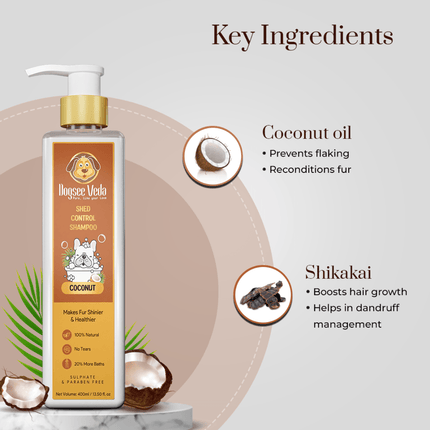 Goofy Tails Hard Squeaky Rubber Ball Toy and Dogsee Veda Shed Control Coconut Oil Shampoo for Dogs Combo