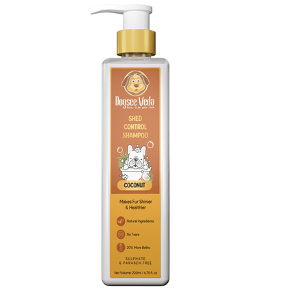 Goofy Tails Hard Squeaky Rubber Ball Toy and Dogsee Veda Shed Control Coconut Oil Shampoo for Dogs Combo