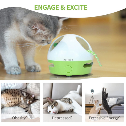 Pet Geek Hiding Mouse for Cats (White/Green)