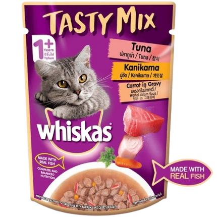 Whiskas Chicken With Tuna & Carrot and Tuna with Kanikama & Carrot in Gravy Tasty Mix Adult Cat Wet Food Combo