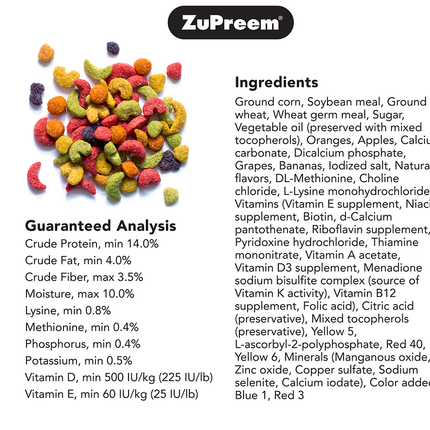 ZuPreem Fruit Blend Bird Food for Large Birds