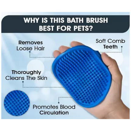 Chullbull Rubber Bristles Hand Brush Comb for Dogs (Red/Blue)