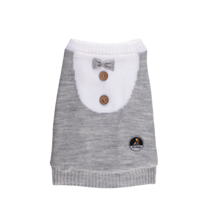 Petsnugs Gentle Knit Sweater for Dogs and Cats (Grey & White)