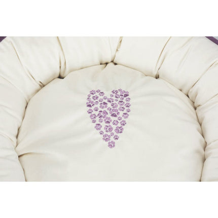 Trixie Pet's Home Round Bed for Dogs and Cats (Purple & Cream)