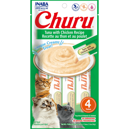 Me O Creamy Crab and INABA Churu Tuna with Chicken Creamy Cat Treats (2+2)