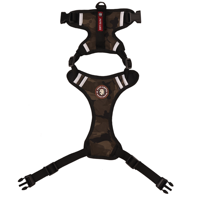 Pets Like Padded Double Side Harness for Dogs (Brown Flange)