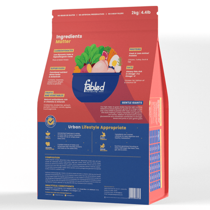 Fabled Gentle Giants Fresh Chicken Turkey and Duck Large Breed Puppy Dry Food