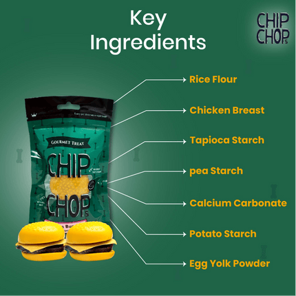 Chip Chops Chicken Burger Gourmet Dog Treats (Limited Shelf Life)