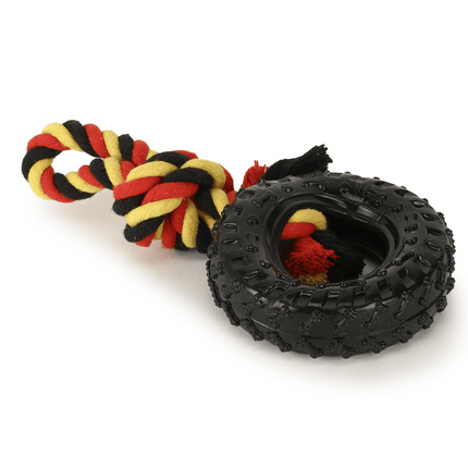 Basil Rubber Tyre with Cotton Rope for Dogs