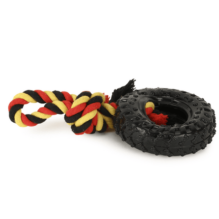 Basil Rubber Tyre with Cotton Rope for Dogs