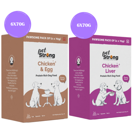 PetStrong Chicken and Egg & Chicken Liver in Gravy Wet Food for Dogs Combo