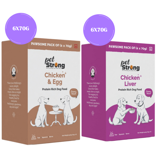 PetStrong Chicken and Egg & Chicken Liver in Gravy Wet Food for Dogs Combo